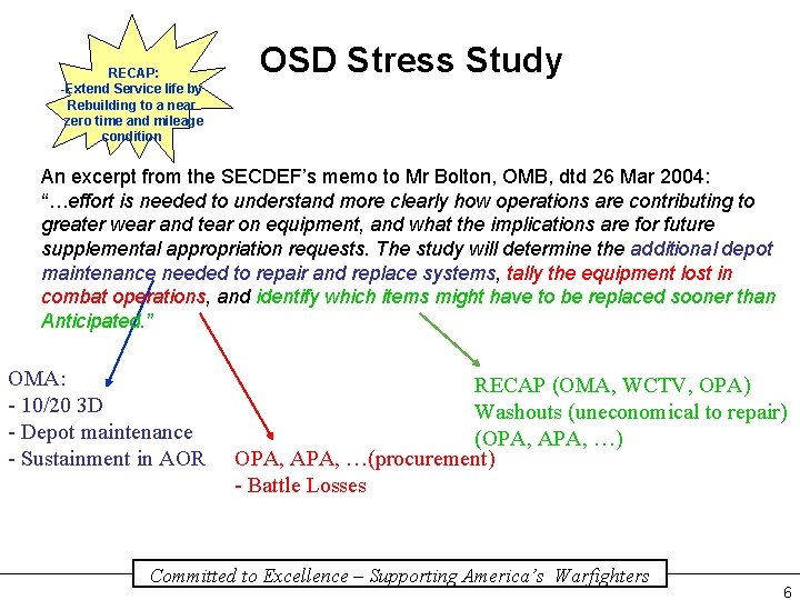 RECAP: -Extend Service life by Rebuilding to a near zero time and mileage condition