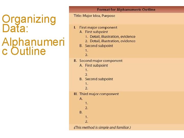 Organizing Data: Alphanumeri c Outline 