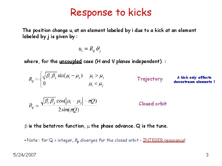 Response to kicks The position change ui at an element labeled by i due