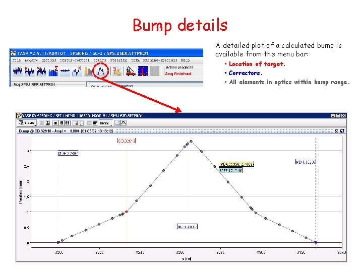 Bump details A detailed plot of a calculated bump is available from the menu