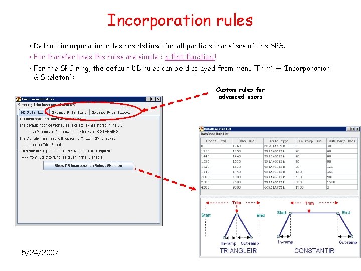 Incorporation rules • Default incorporation rules are defined for all particle transfers of the