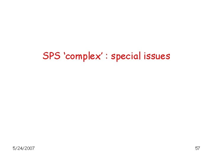 SPS ‘complex’ : special issues 5/24/2007 57 