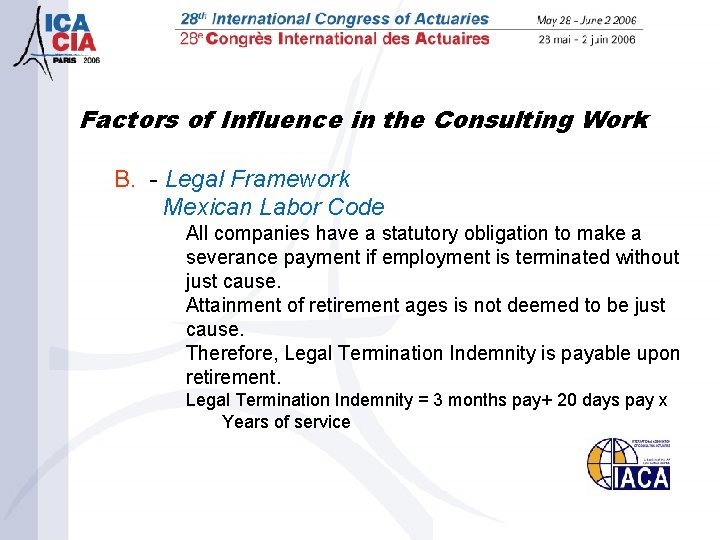 Factors of Influence in the Consulting Work B. - Legal Framework Mexican Labor Code
