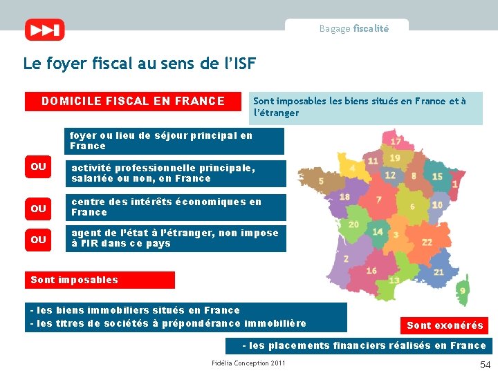 Bagage fiscalité Le foyer fiscal au sens de l’ISF DOMICILE FISCAL EN FRANCE Sont