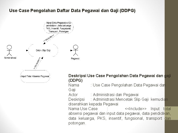 Use Case Pengolahan Daftar Data Pegawai dan Gaji (DDPG) Deskripsi Use Case Pengolahan Data