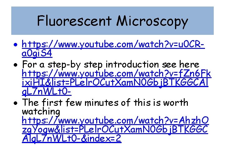 Fluorescent Microscopy https: //www. youtube. com/watch? v=u 0 CRa 0 gi. S 4 For