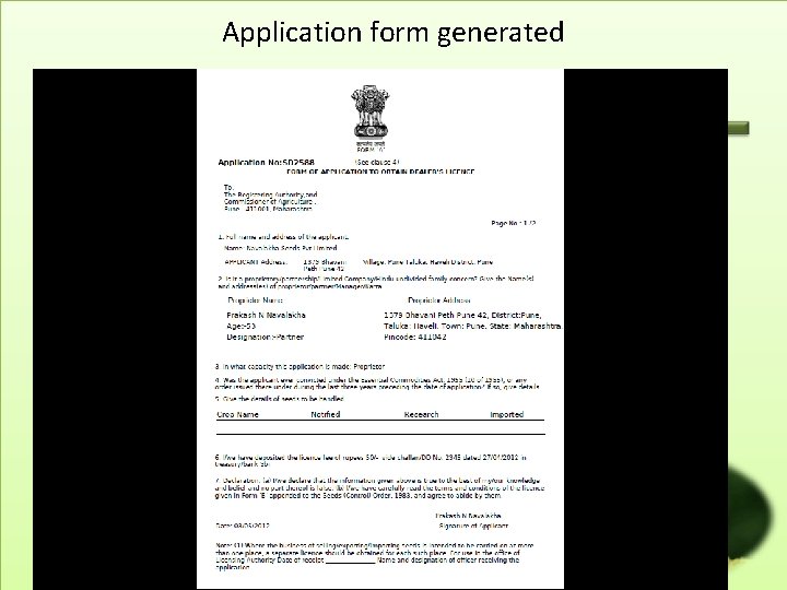 Application form generated 