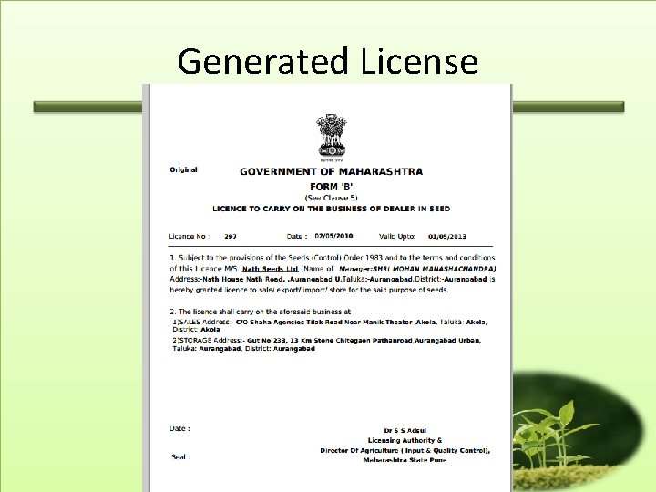Generated License 