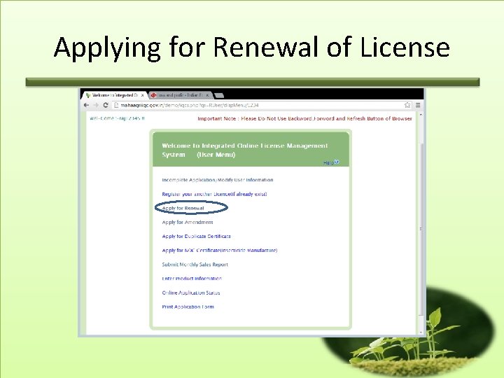 Applying for Renewal of License 