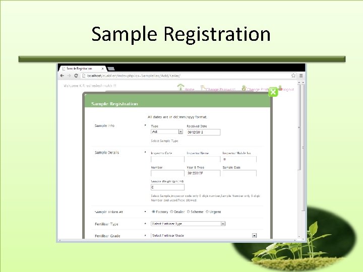 Sample Registration 