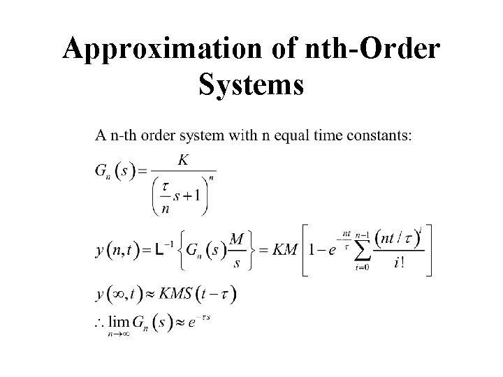 Approximation of nth-Order Systems 