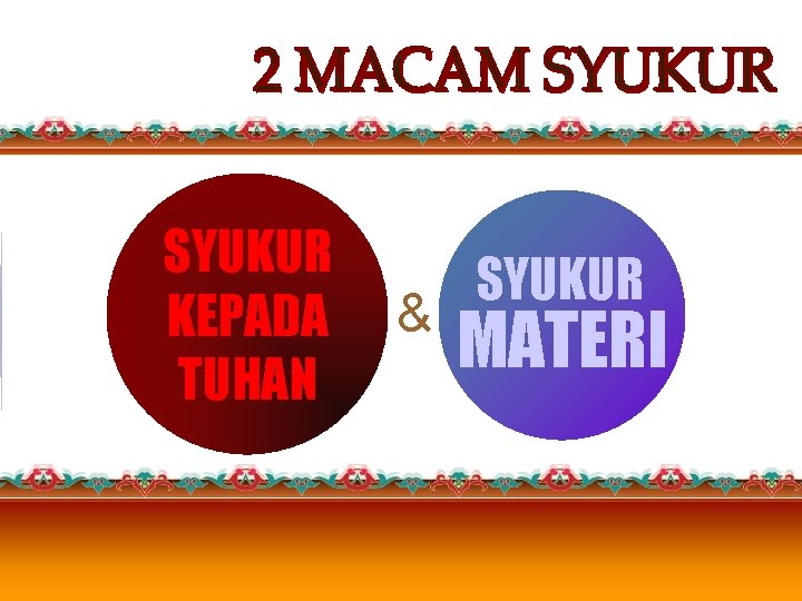 SYUKUR KEPADA TUHAN & SYUKUR MATERI 