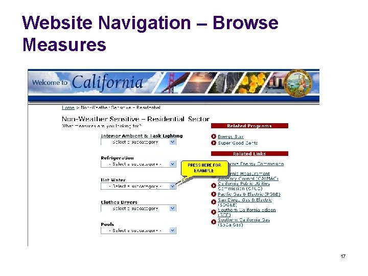 Website Navigation – Browse Measures 17 