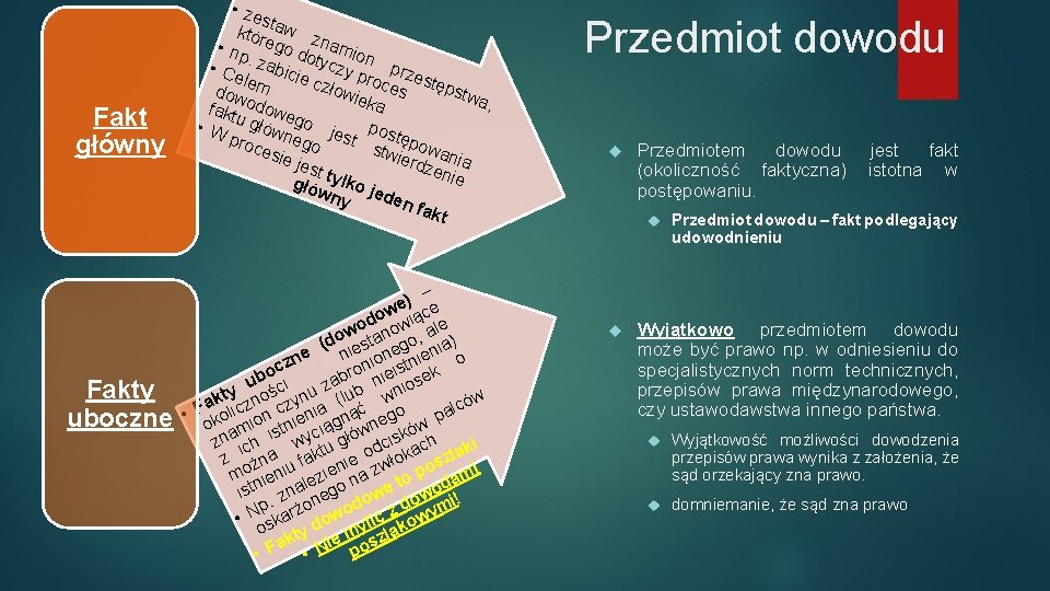 Fakt główny Fakty uboczne • ze s któr taw z • np ego d