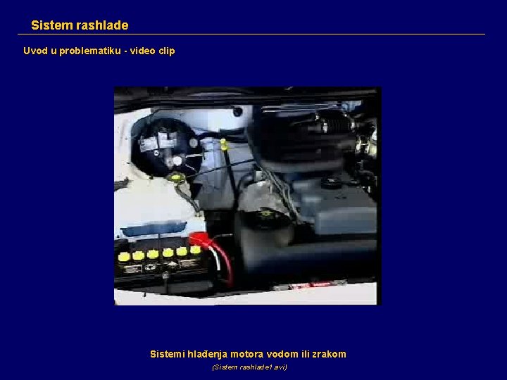 Sistem rashlade Uvod u problematiku - video clip Sistemi hlađenja motora vodom ili zrakom