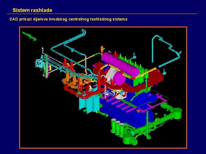 Sistem rashlade CAD prikazi dijelova brodskog centralnog rashladnog sistema 