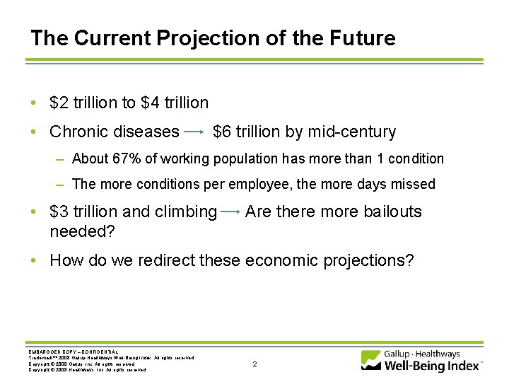 The Current Projection of the Future • $2 trillion to $4 trillion • Chronic