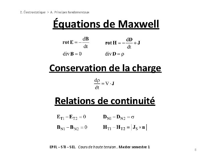 CHAPITRE 2 lectrostatique A Principes fondamentaux