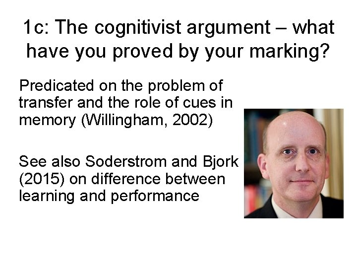 1 c: The cognitivist argument – what have you proved by your marking? Predicated