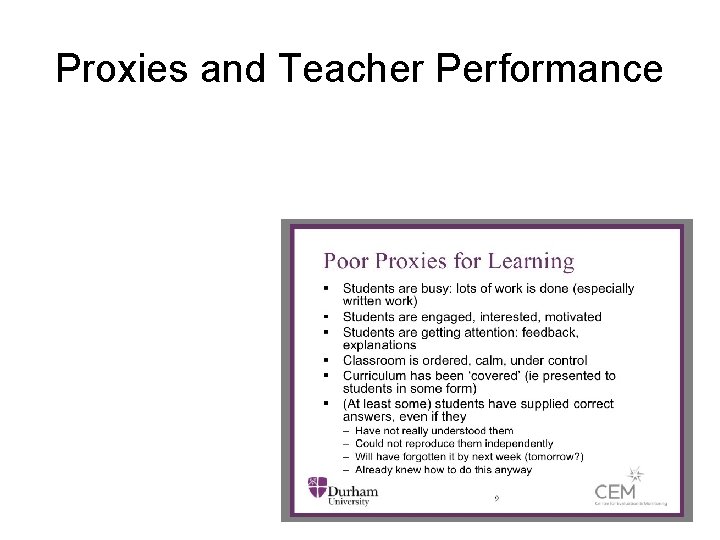 Proxies and Teacher Performance 