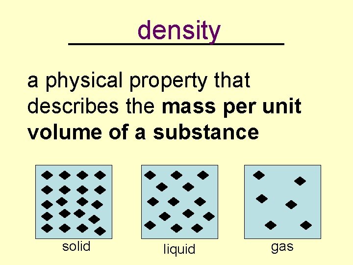 density _________ a physical property that describes the mass per unit volume of a