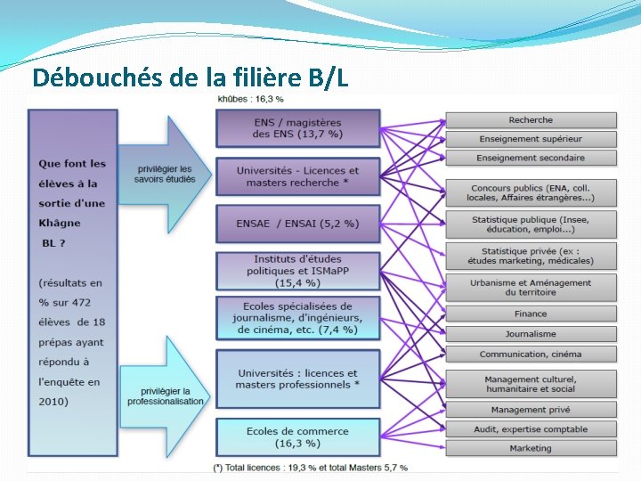 Débouchés de la filière B/L 