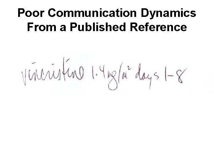 Poor Communication Dynamics From a Published Reference 