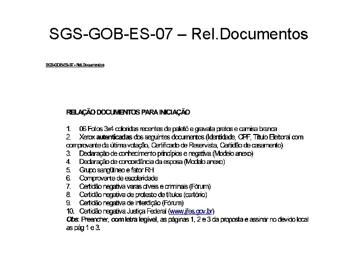 SGS-GOB-ES-07 – Rel. Documentos 