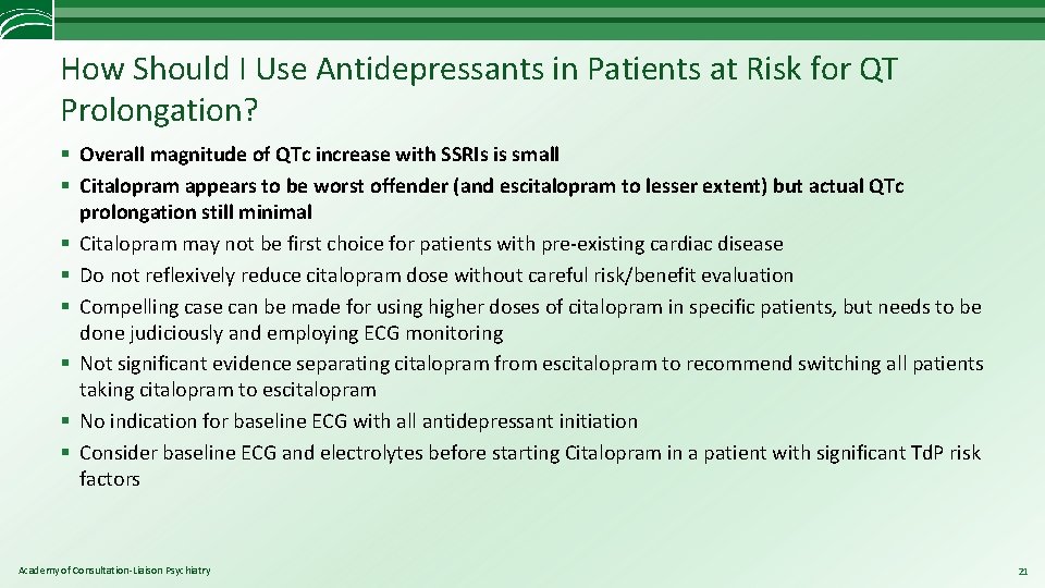 How Should I Use Antidepressants in Patients at Risk for QT Prolongation? § Overall