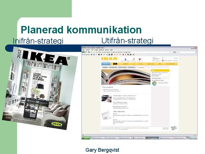Planerad kommunikation Inifrån-strategi Utifrån-strategi Gary Bergqvist 