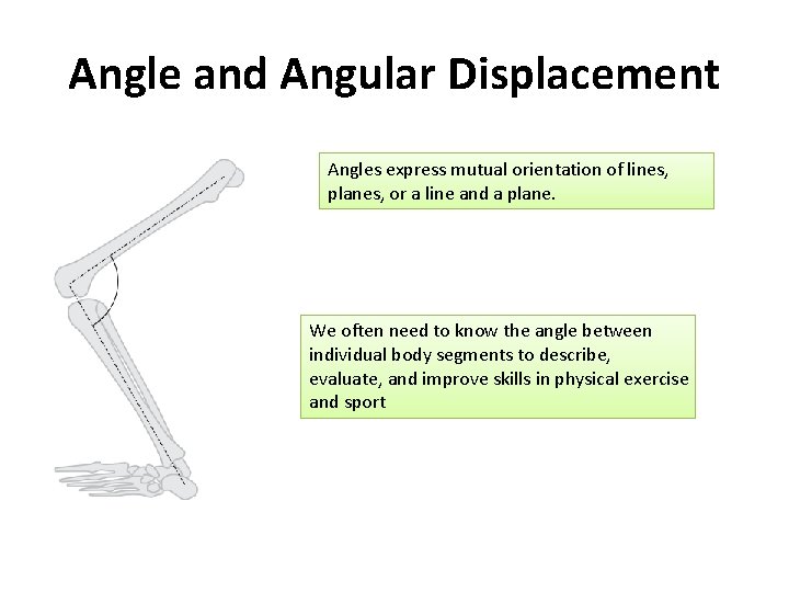 Angle and Angular Displacement Angles express mutual orientation of lines, planes, or a line