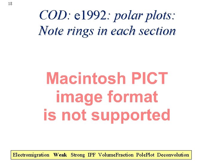 18 COD: e 1992: polar plots: Note rings in each section Electromigration Weak Strong