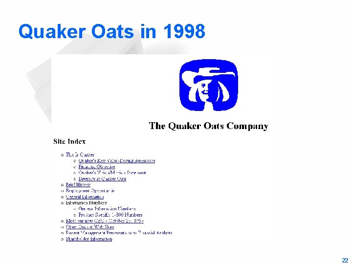 Quaker Oats in 1998 22 