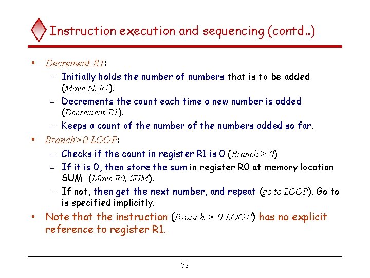 Instruction execution and sequencing (contd. . ) • Decrement R 1: Initially holds the Instruction execution and sequencing (contd. . ) • Decrement R 1: Initially holds the