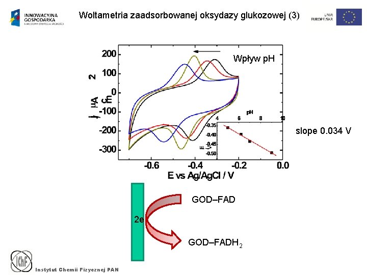 Woltametria zaadsorbowanej oksydazy glukozowej (3) Wpływ p. H slope 0. 034 V GOD–FAD 2