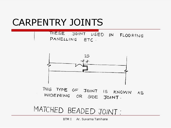 CARPENTRY JOINTS BTM I Ar. Suvarna Tamhane 