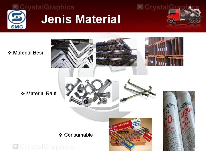 Jenis Material v Material Besi v Material Baut v Consumable 