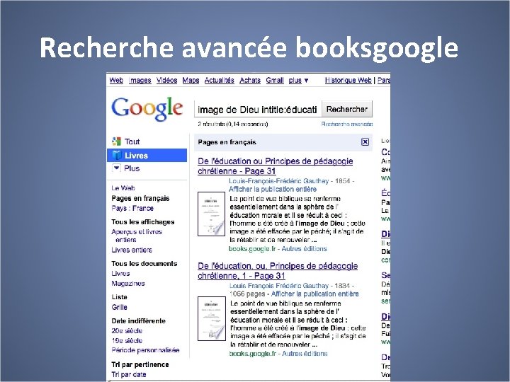 Recherche avancée booksgoogle 