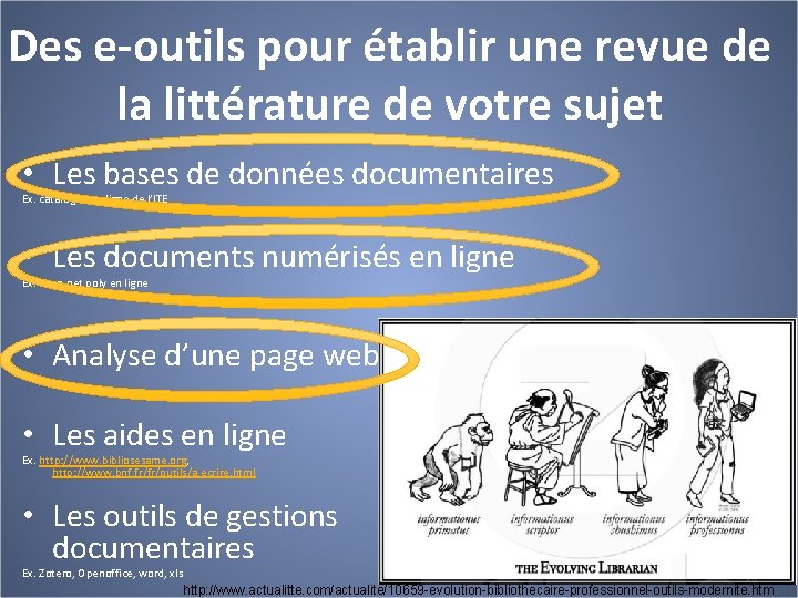 Des e-outils pour établir une revue de la littérature de votre sujet • Les