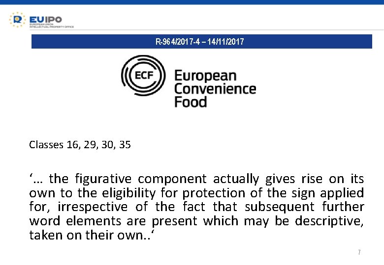 R-964/2017 -4 – 14/11/2017 Classes 16, 29, 30, 35 ‘… the figurative component actually