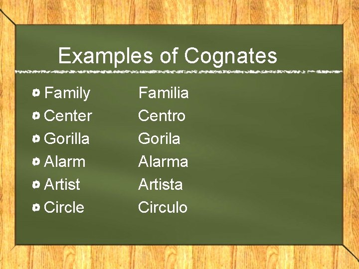 Examples of Cognates Family Center Gorilla Alarm Artist Circle Familia Centro Gorila Alarma Artista Examples of Cognates Family Center Gorilla Alarm Artist Circle Familia Centro Gorila Alarma Artista