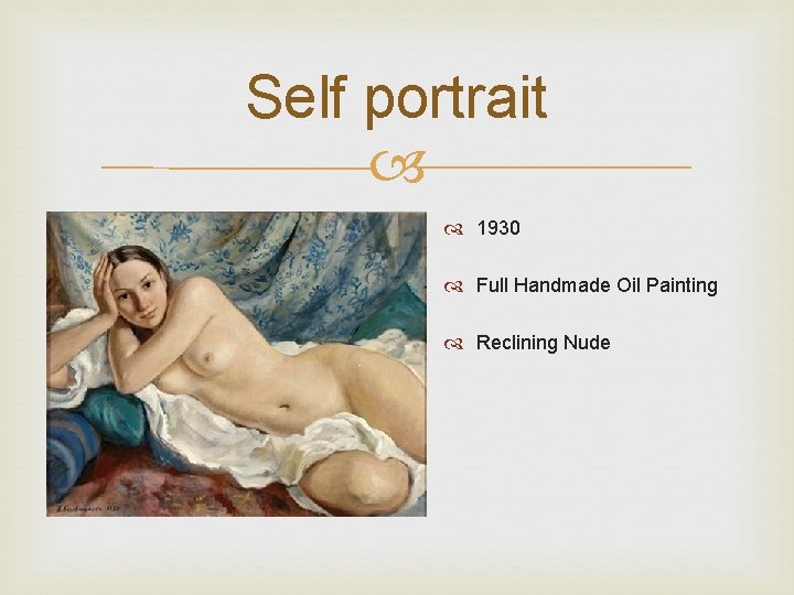 Self portrait 1930 Full Handmade Oil Painting Reclining Nude 