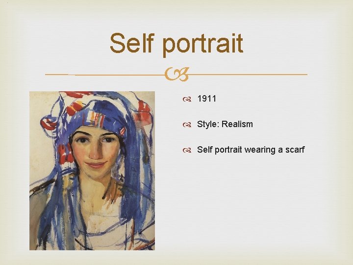 Self portrait 1911 Style: Realism Self portrait wearing a scarf 