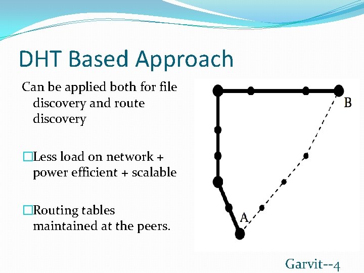 DHT Based Approach Can be applied both for file discovery and route discovery �Less