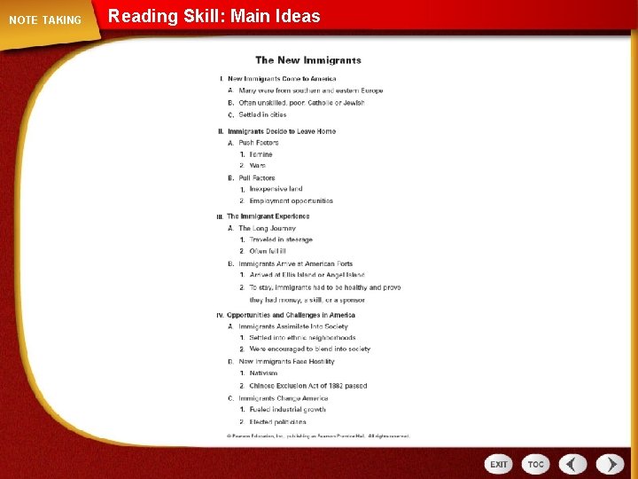 NOTE TAKING Reading Skill: Main Ideas 