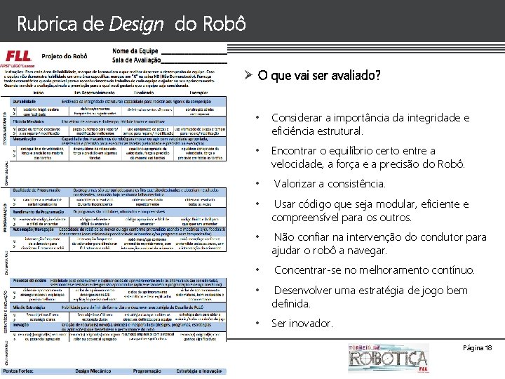 Rubrica de Design do Robô Ø O que vai ser avaliado? © SESI-DN •