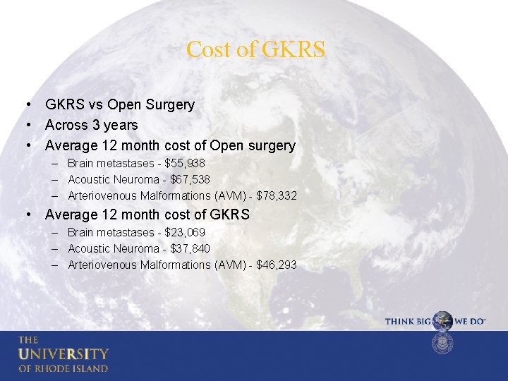 Cost of GKRS • GKRS vs Open Surgery • Across 3 years • Average