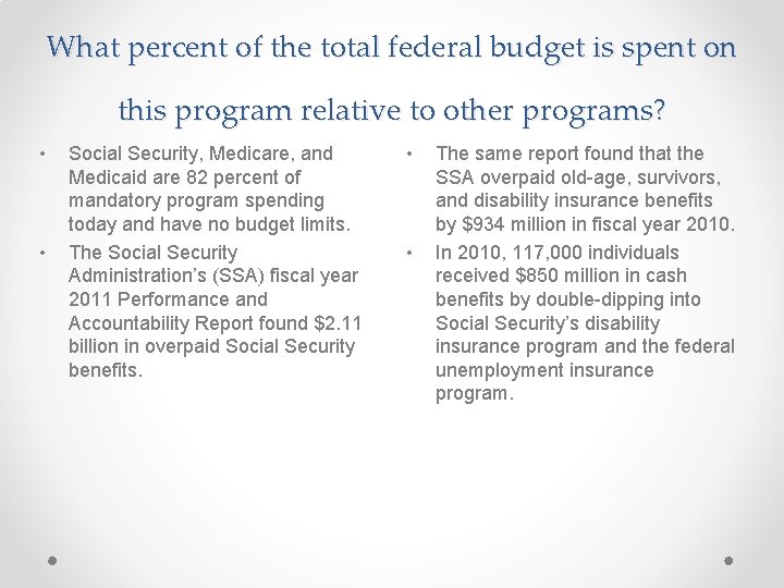 What percent of the total federal budget is spent on this program relative to