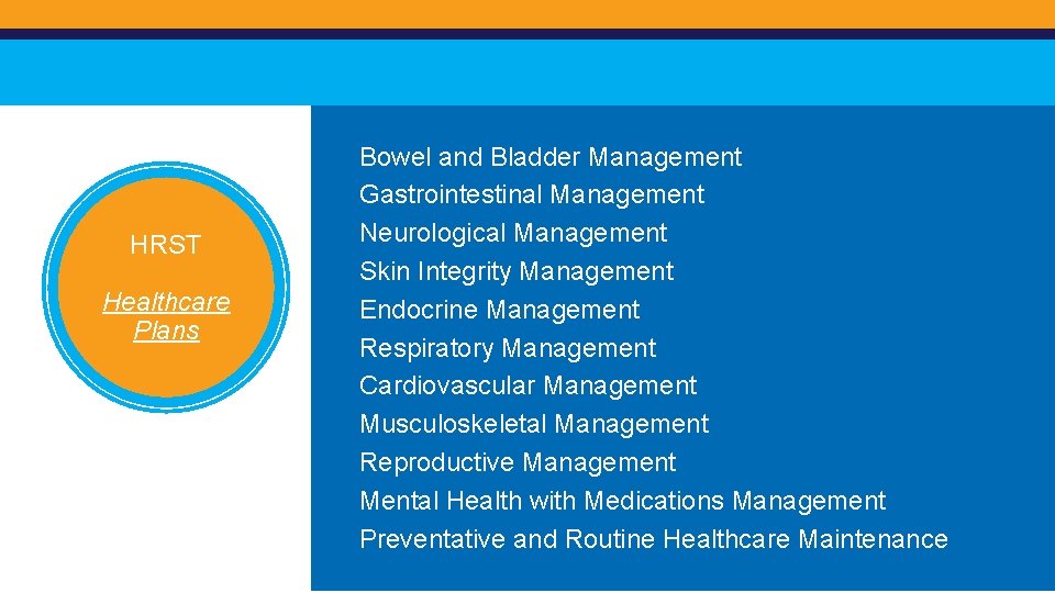 HRST Healthcare Plans Bowel and Bladder Management Gastrointestinal Management Neurological Management Skin Integrity Management