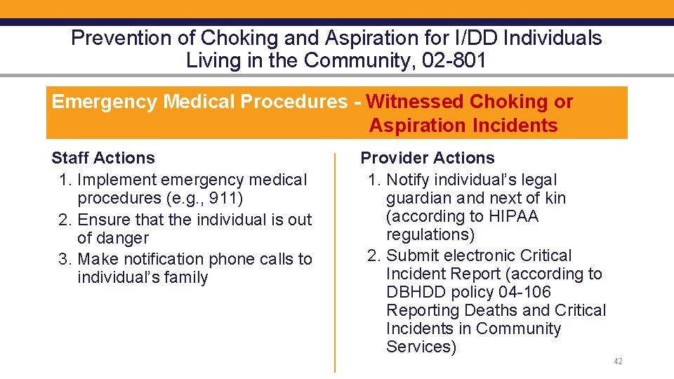 Prevention of Choking and Aspiration for I/DD Individuals Living in the Community, 02 -801